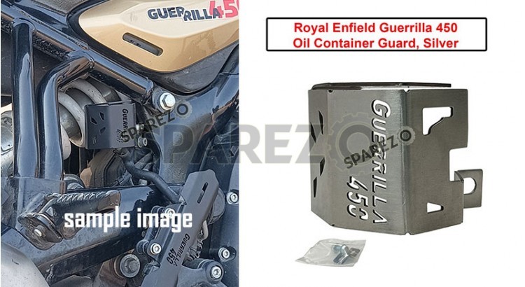 For Royal Enfield Guerrilla 450 Stainless Steel Oil Container Guard Silver - SPAREZO